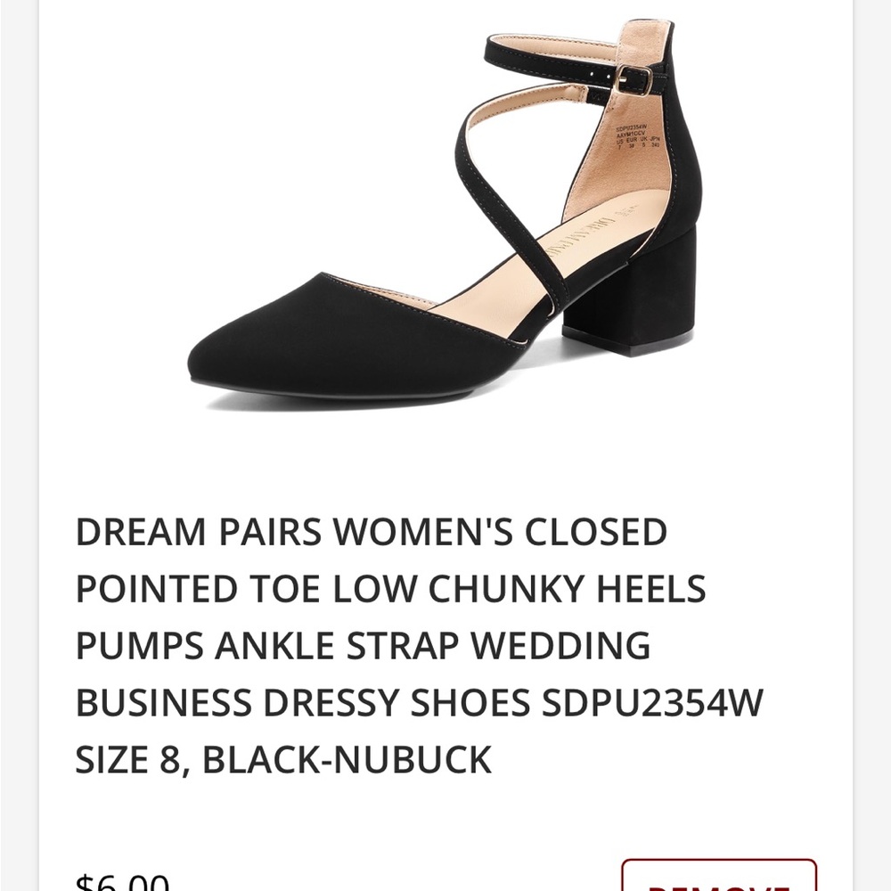 Dream Pairs Black Chunky Heel Pumps with Ankle Strap